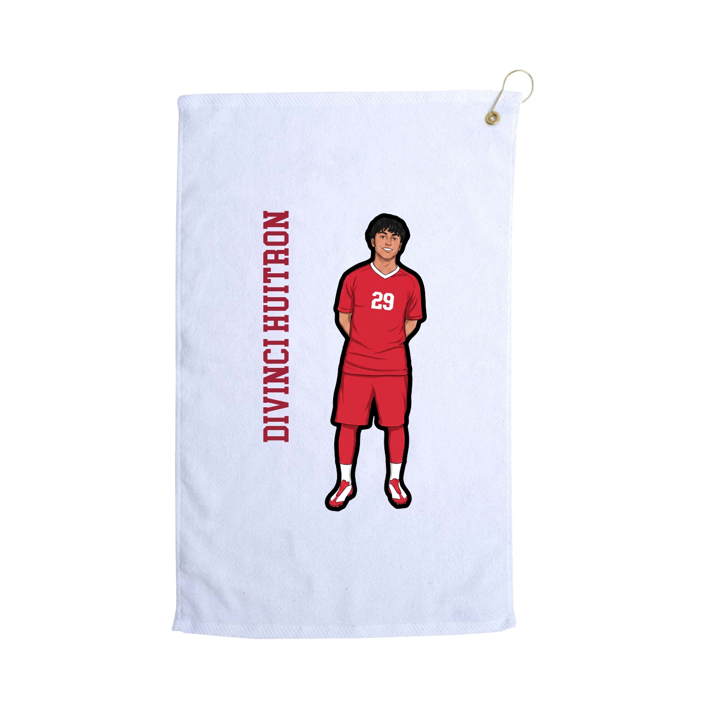 Golf Towel — Name Vertical in White