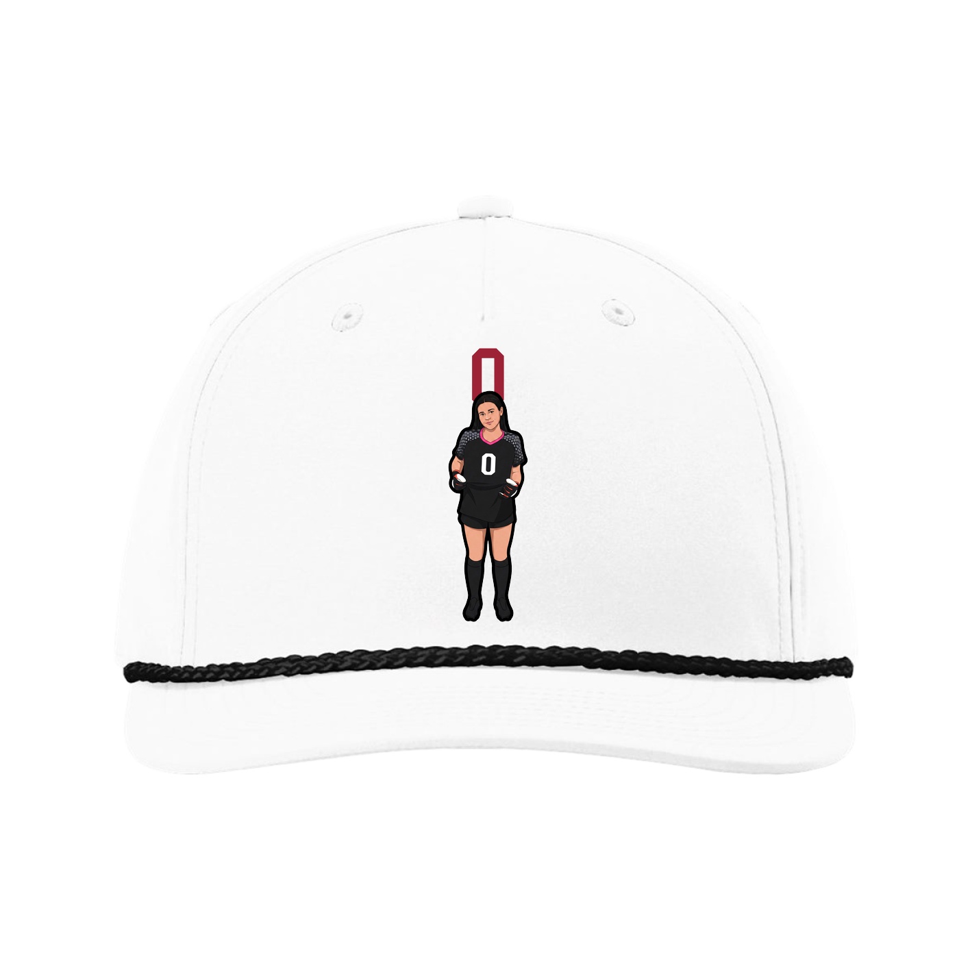 Five-Panel Classic Rope Cap — Number Top in White