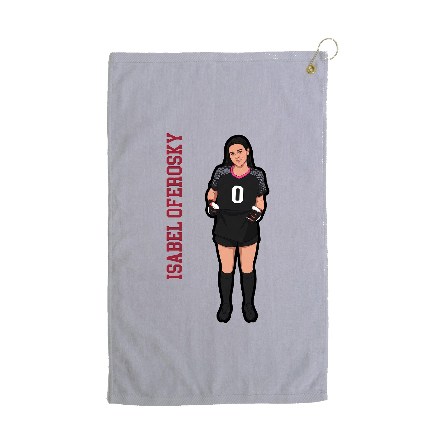 Golf Towel — Name Vertical in Grey