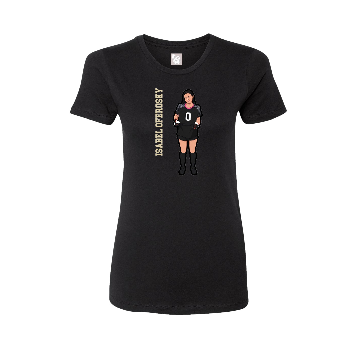 Fitted Women's Tee — Name Vertical in Black