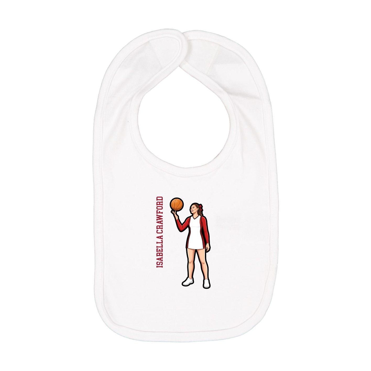 Infant Bib — Name Vertical in White