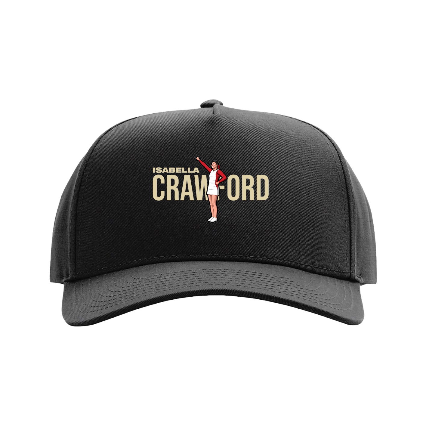 Full Fabric Five-Panel Champ Cap — Player Name in Black