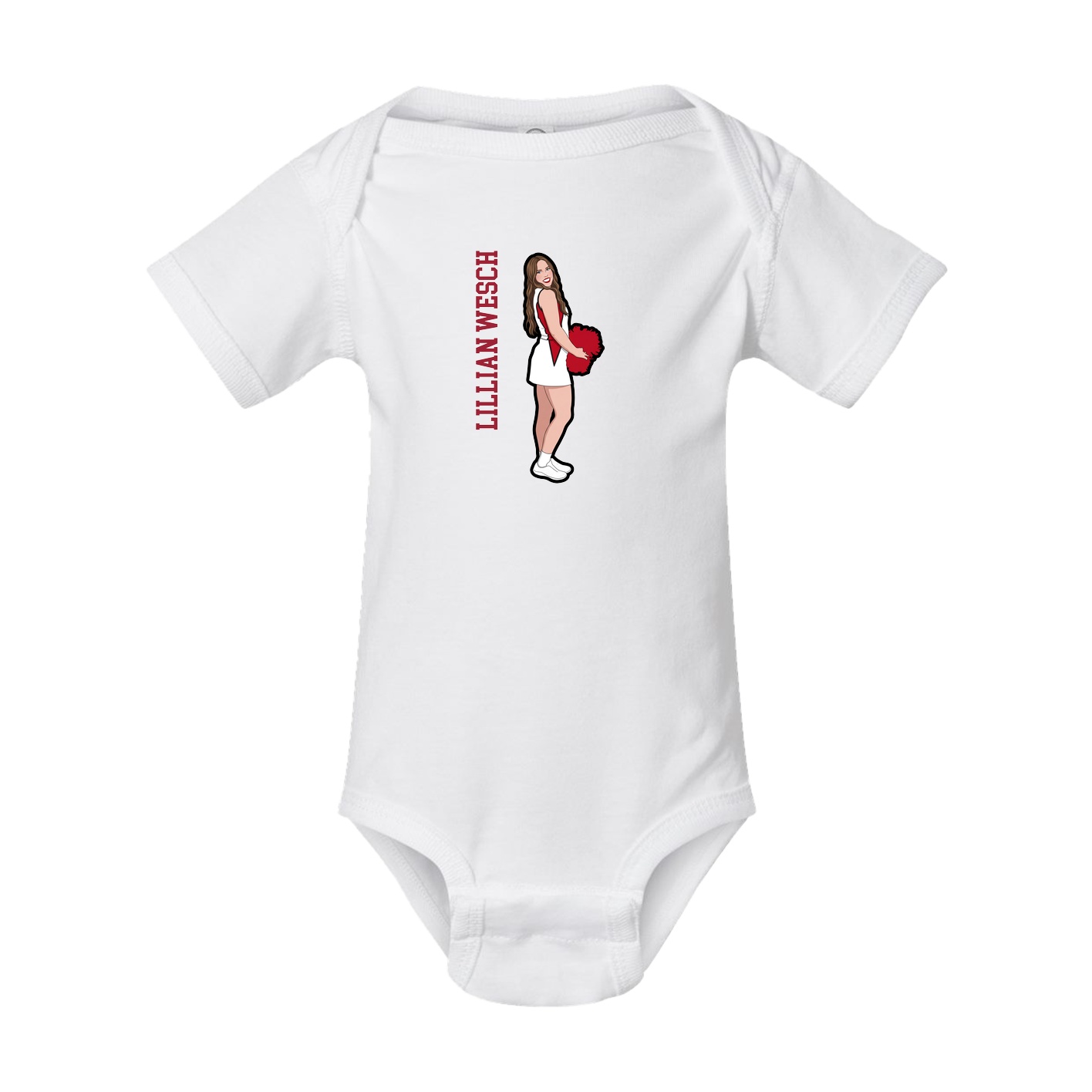Baby Onesie — Name Vertical in White