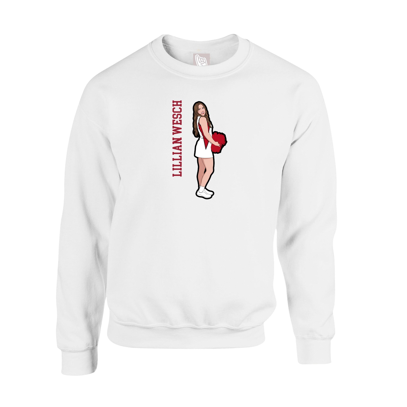Fleece Crew — Name Vertical in White
