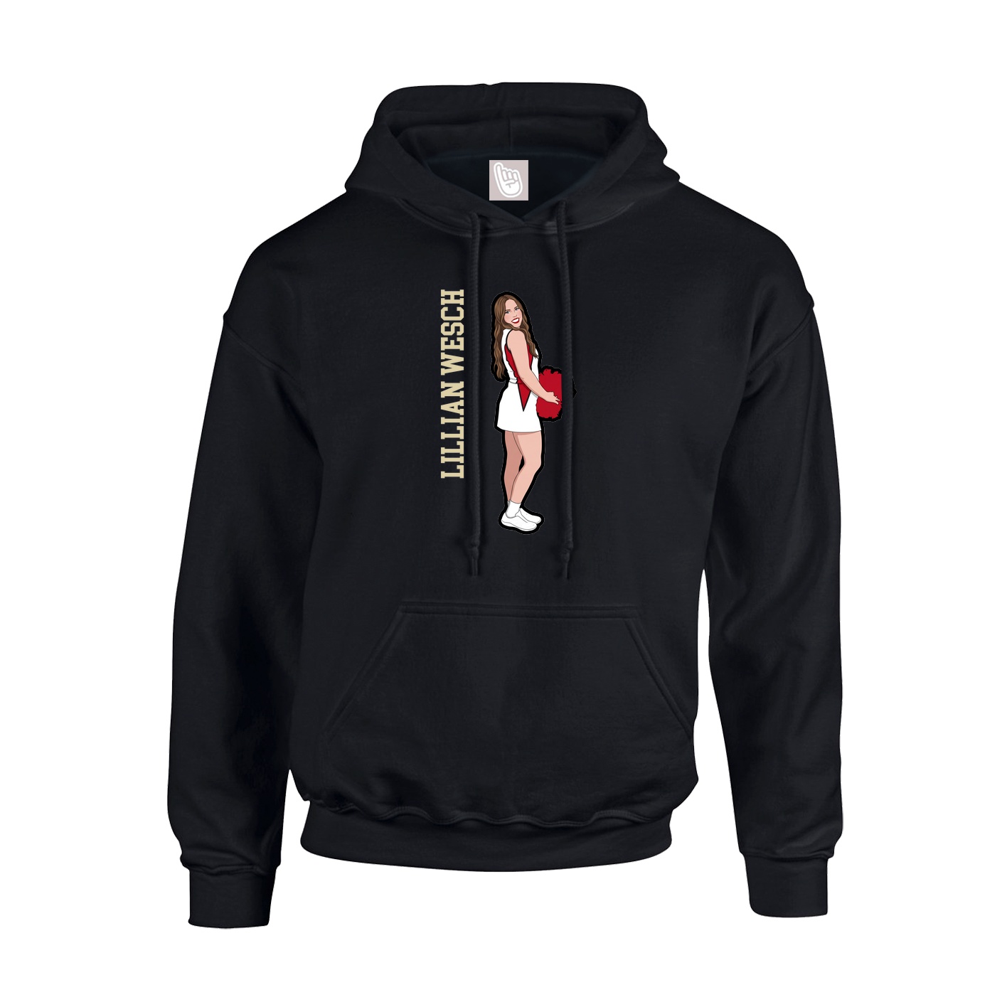 Youth Hoodie — Name Vertical in Black