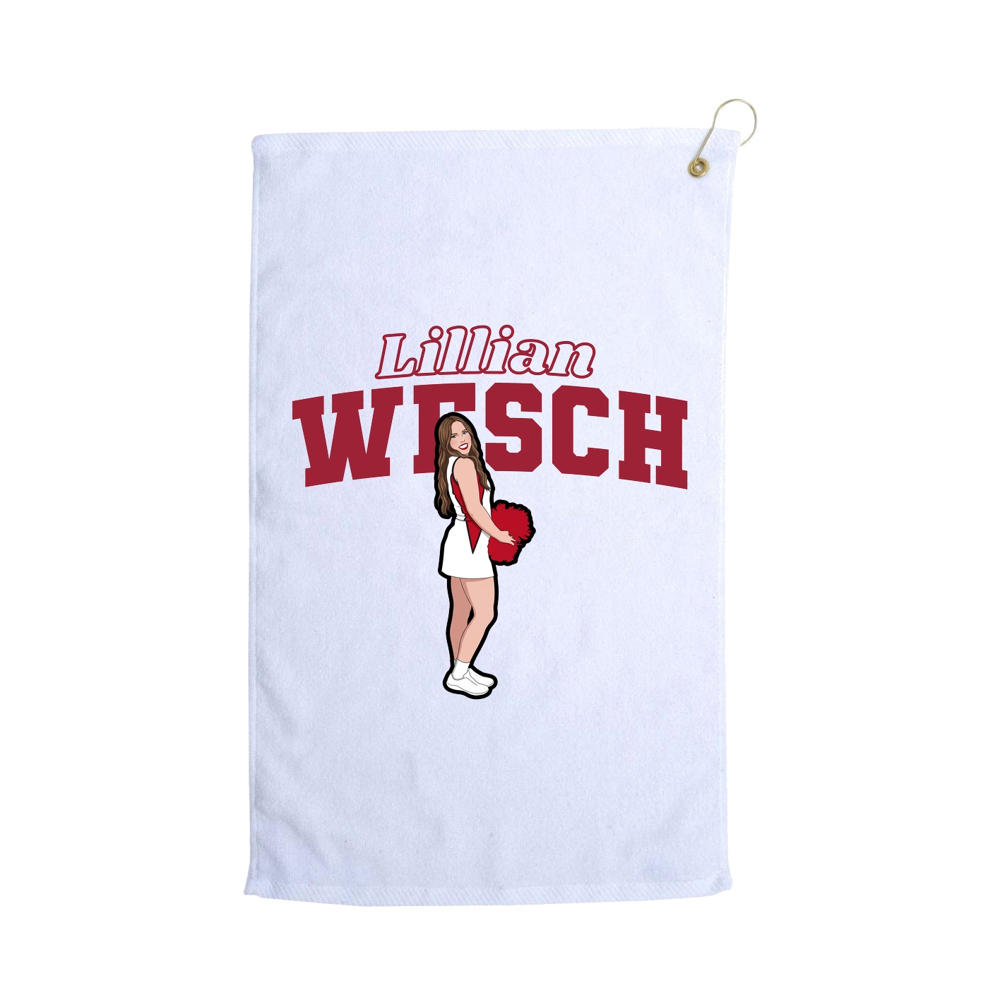 Golf Towel — Name Arch in White