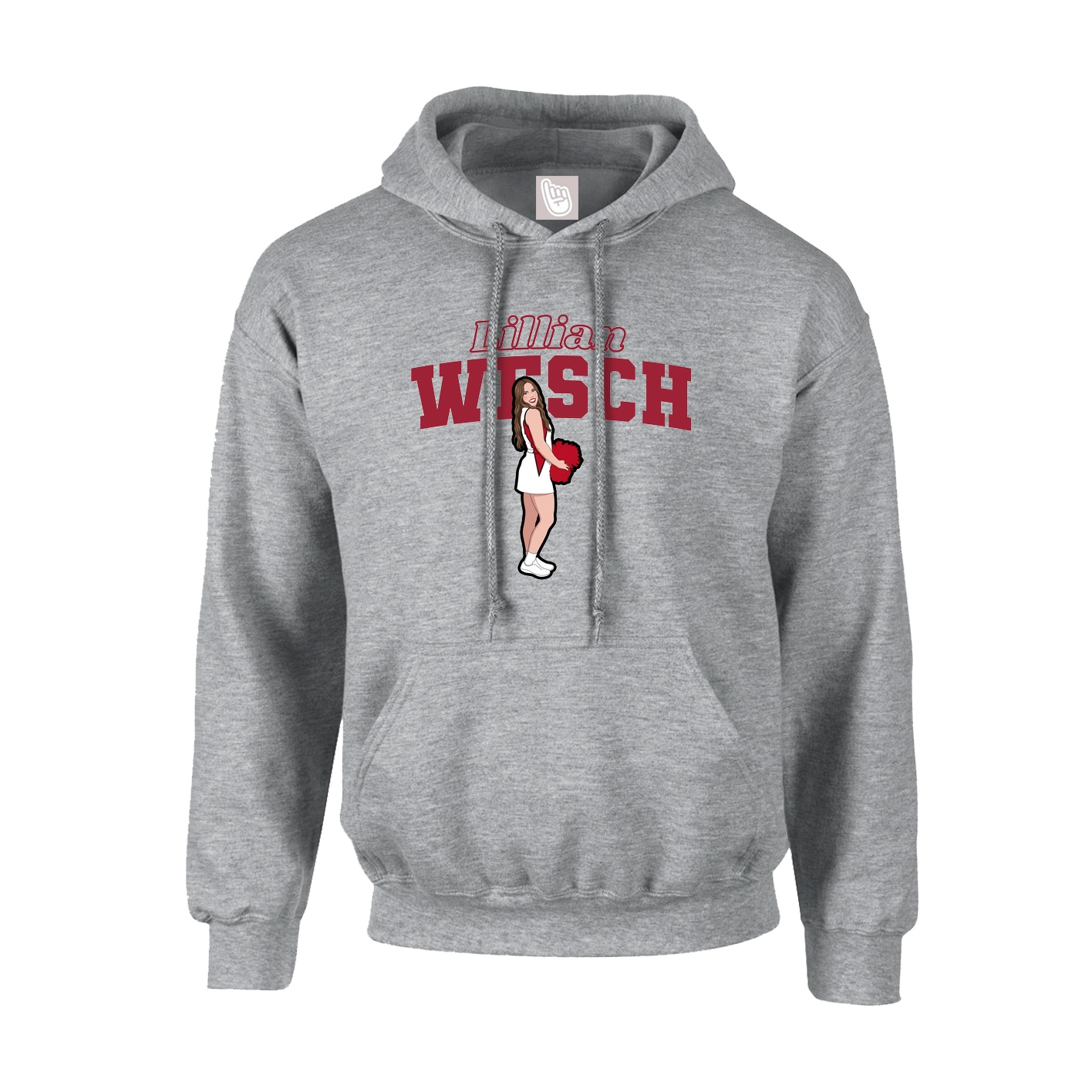 Hoodie — Name Arch in Grey