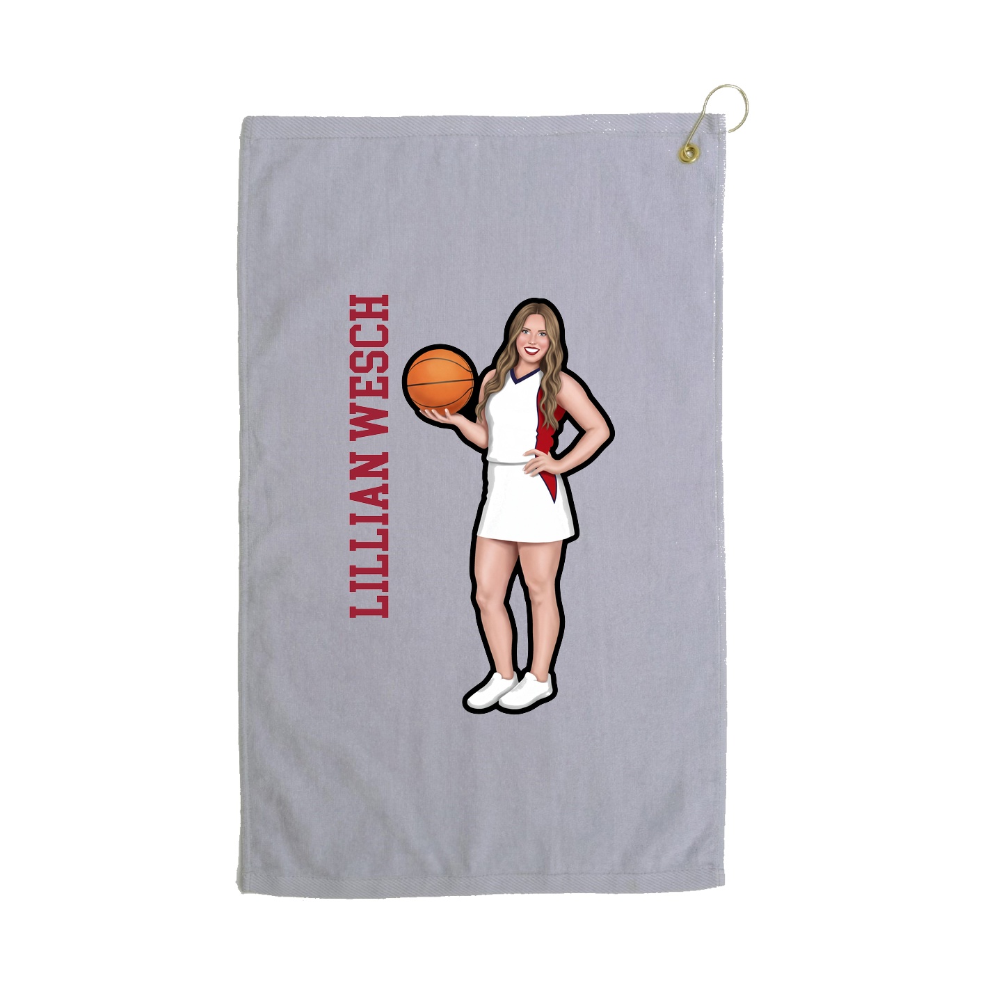 Golf Towel — Name Vertical in Grey