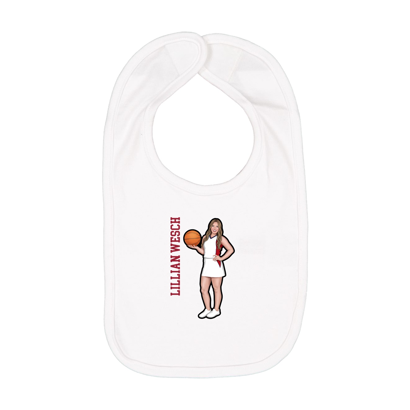 Infant Bib — Name Vertical in White