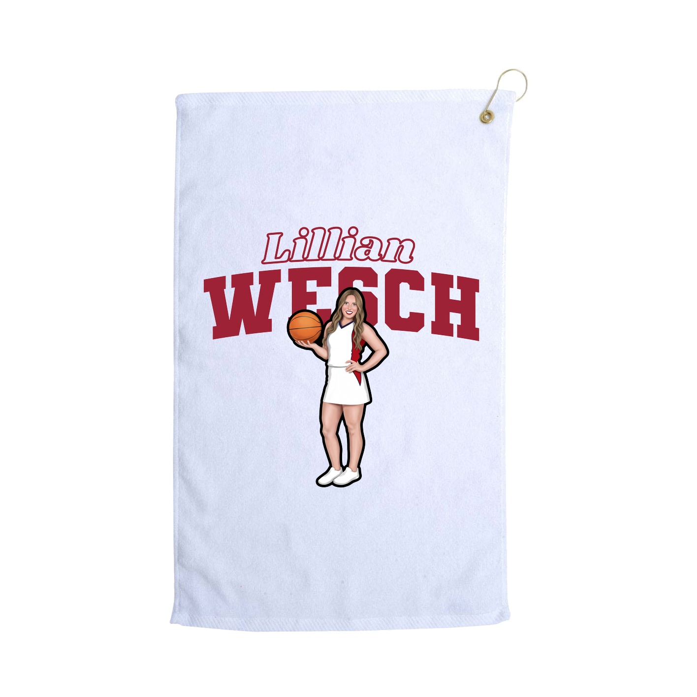 Golf Towel — Name Arch in White