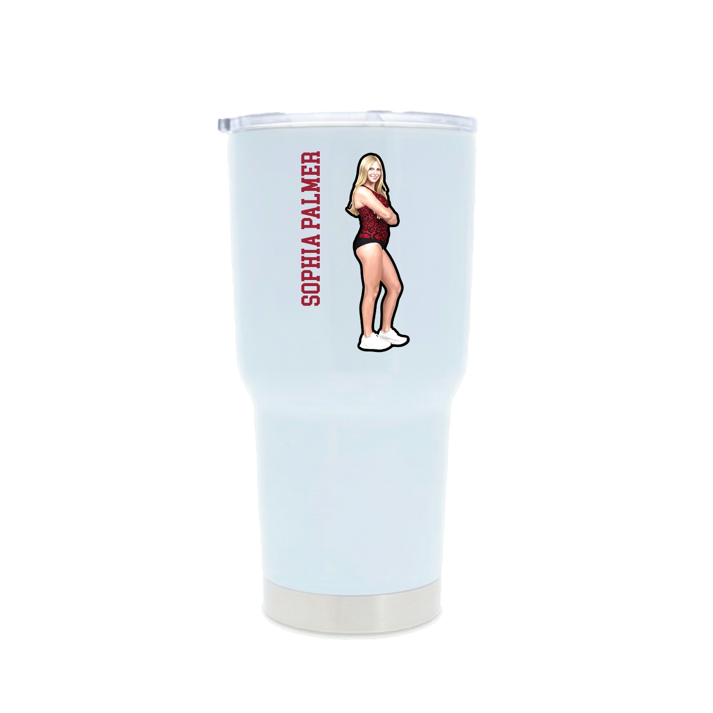 30oz Stainless Steel Tumbler — Name Vertical in White