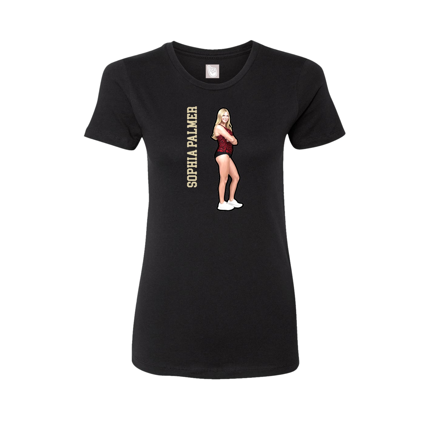 Fitted Women's Tee — Name Vertical in Black