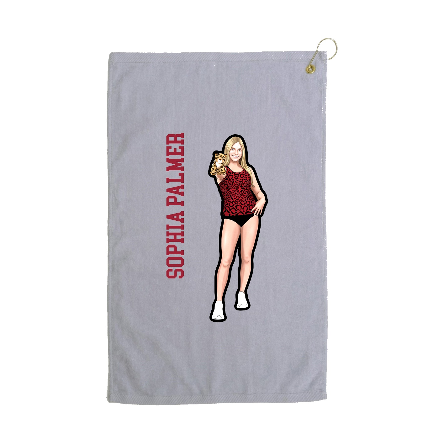 Golf Towel — Name Vertical in Grey