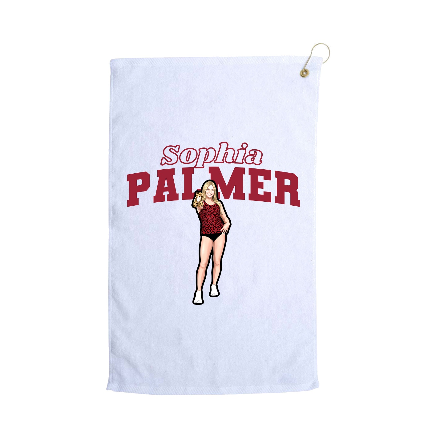 Golf Towel — Name Arch in White