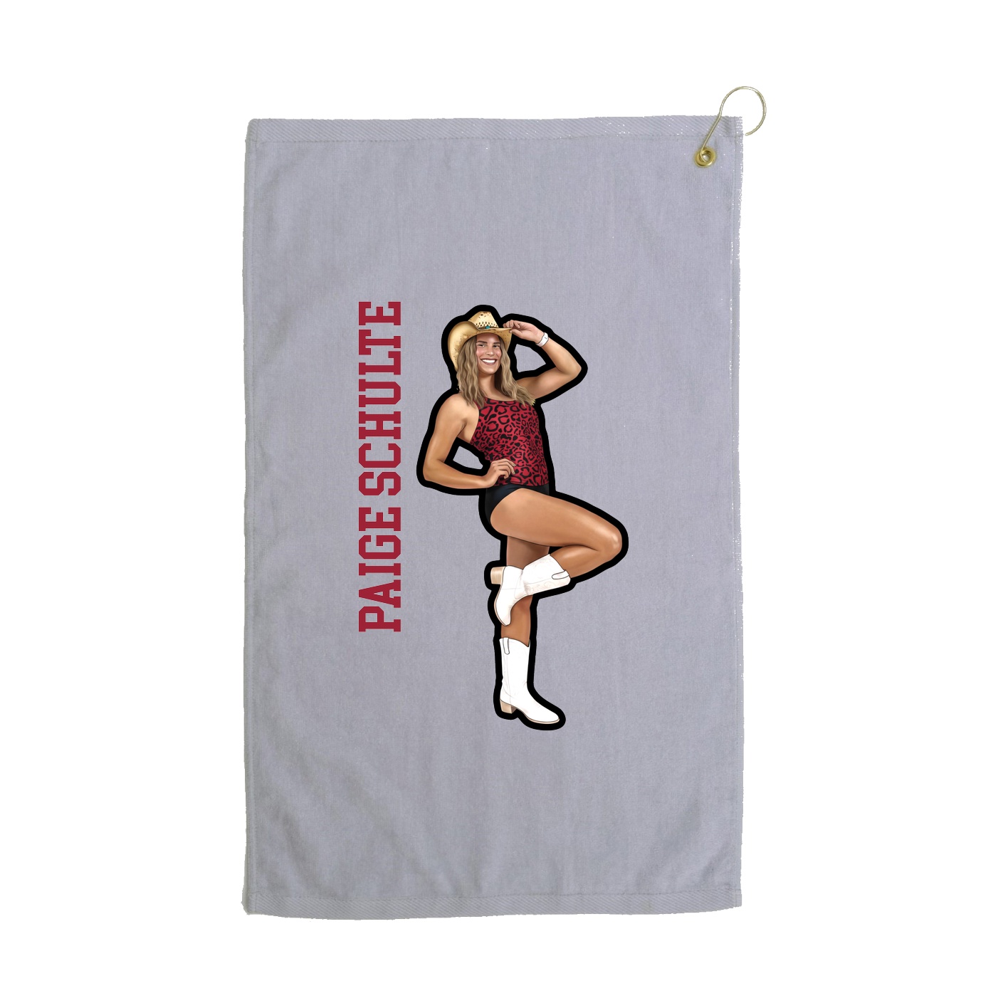 Golf Towel — Name Vertical in Grey
