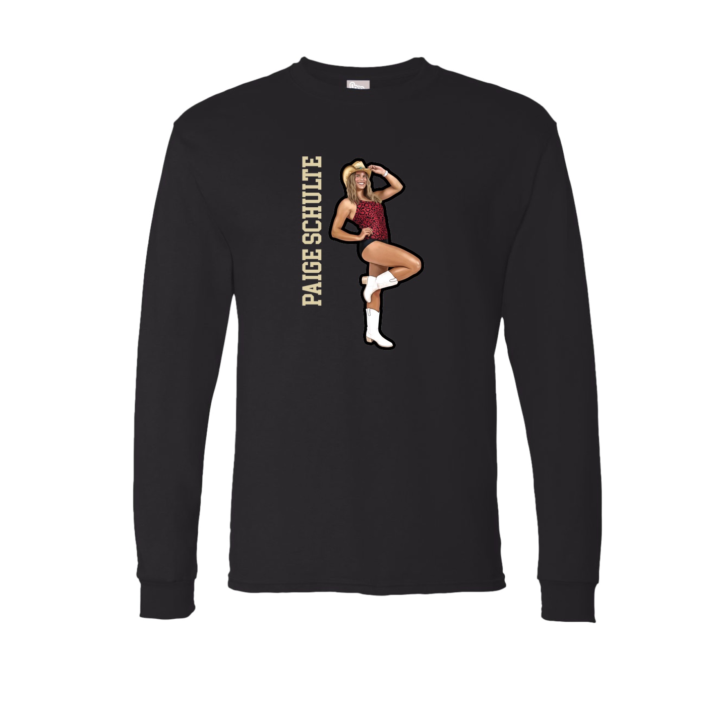 Long Sleeve Tee — Name Vertical in Black