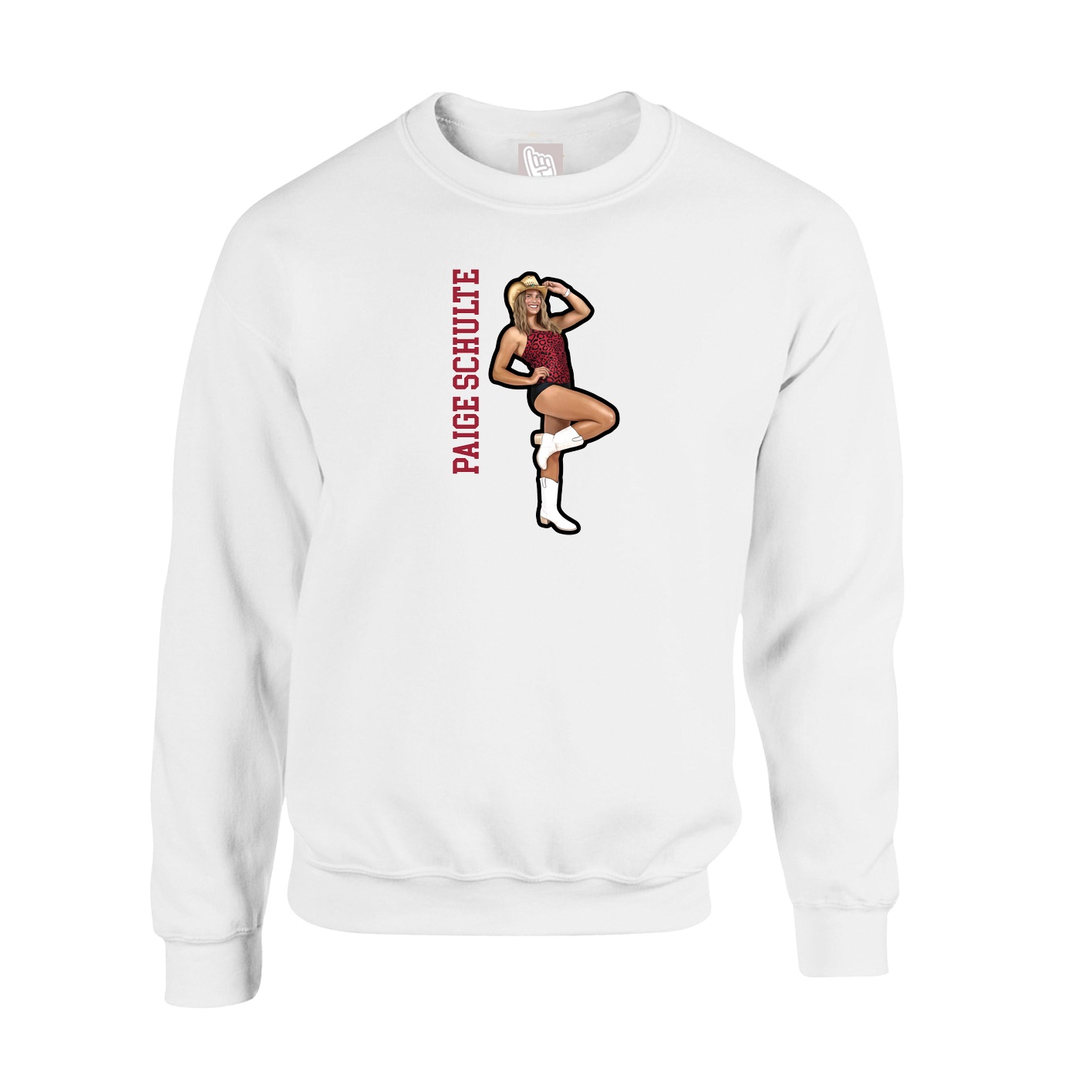 Fleece Crew — Name Vertical in White