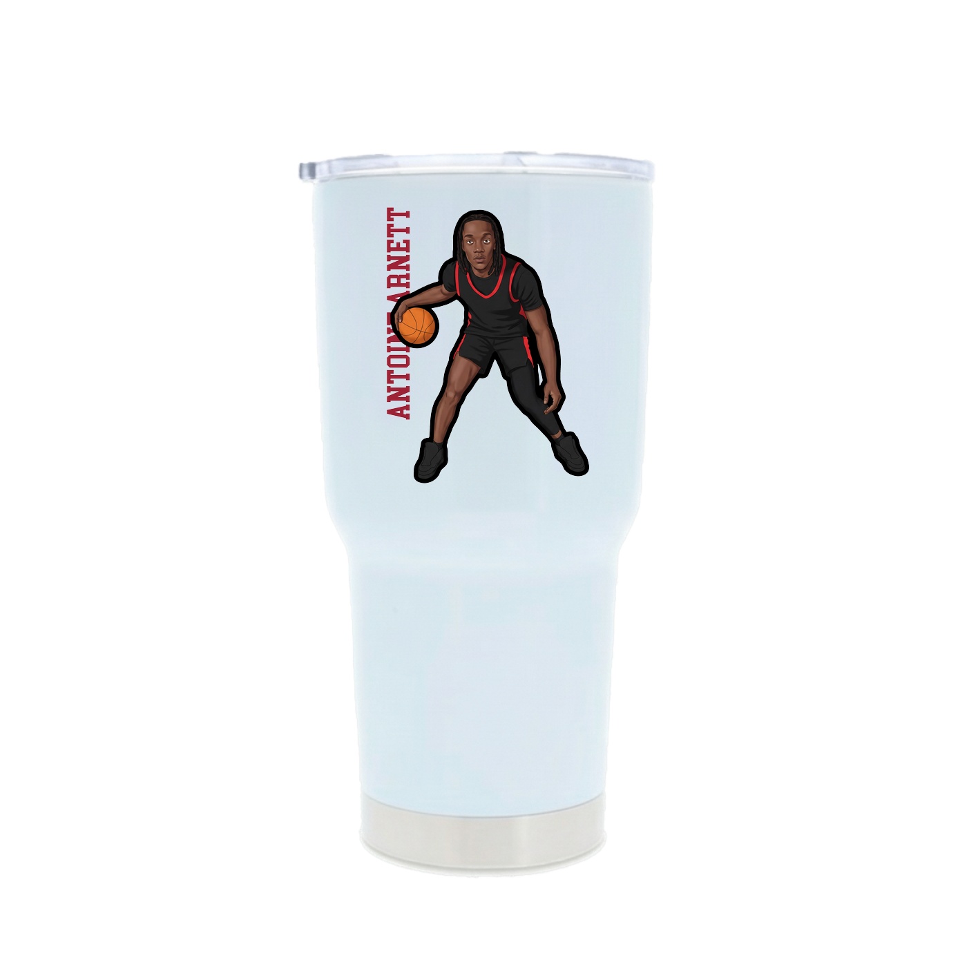 30oz Stainless Steel Tumbler — Name Vertical in White
