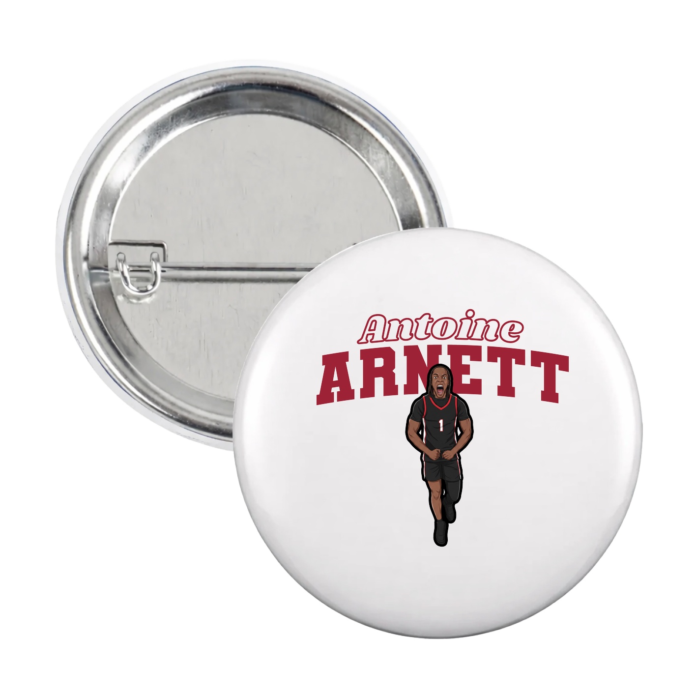 Game Day Button — Name Arch in White