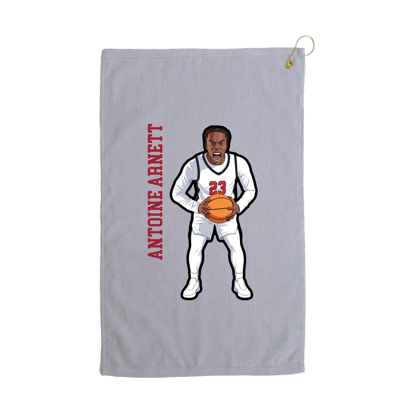 Golf Towel — Name Vertical in Grey
