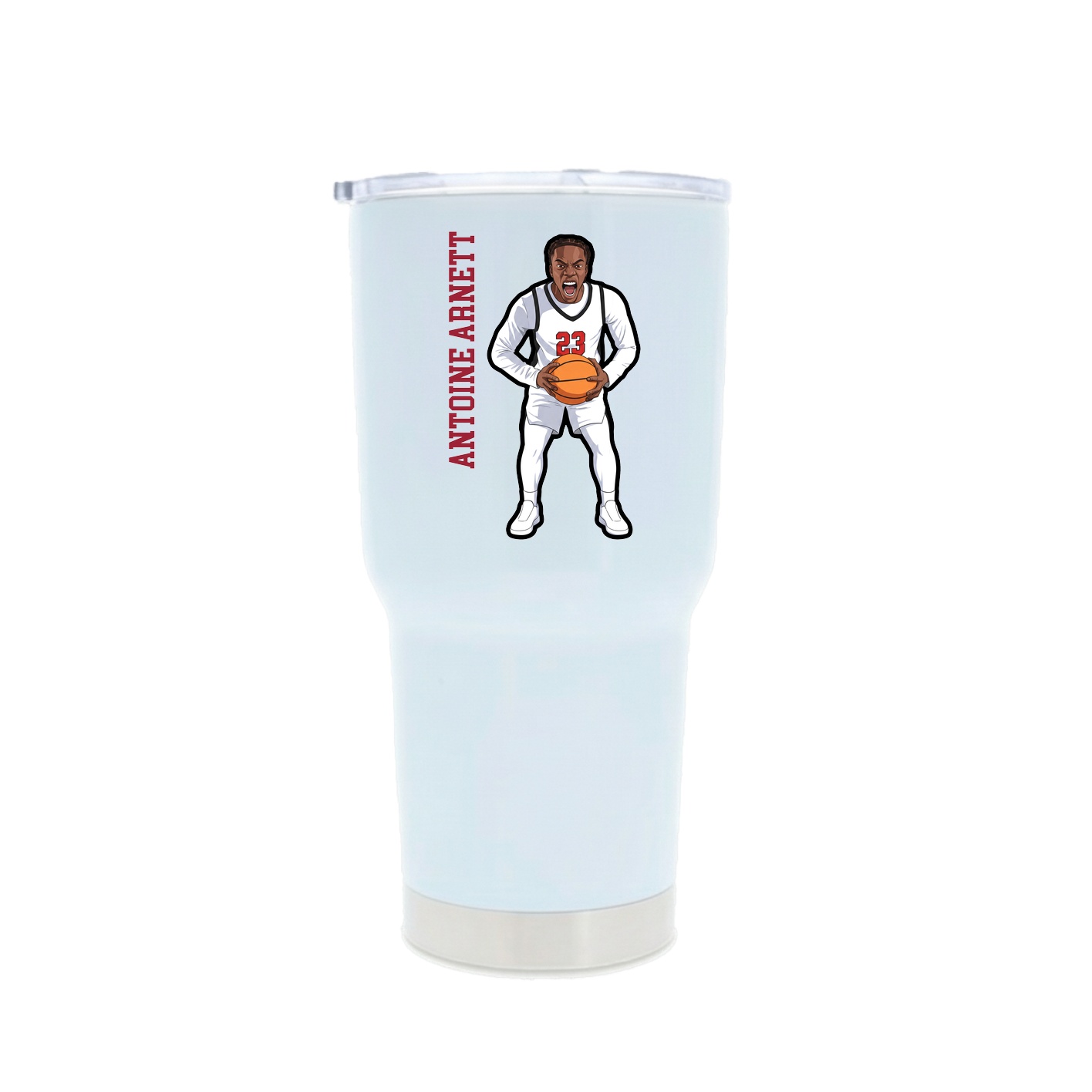 30oz Stainless Steel Tumbler — Name Vertical in White