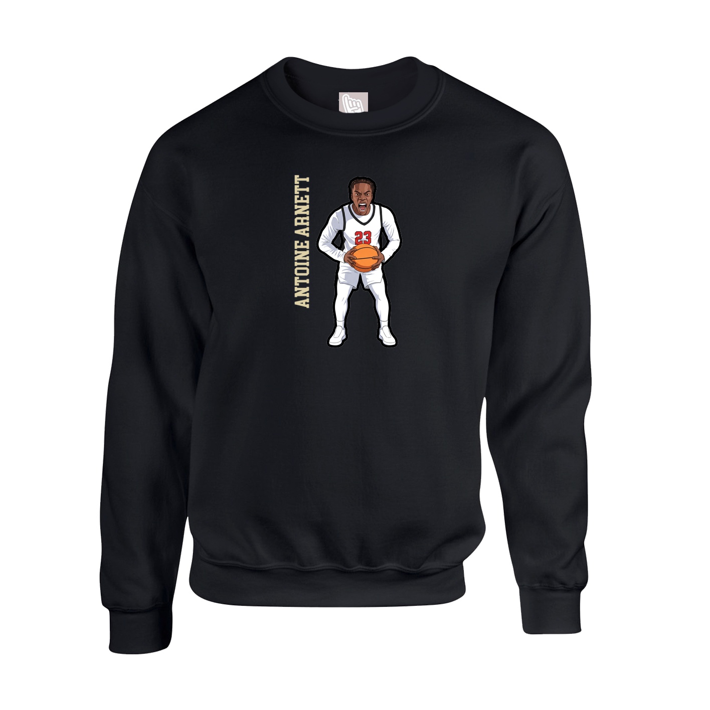 Fleece Crew — Name Vertical in Black