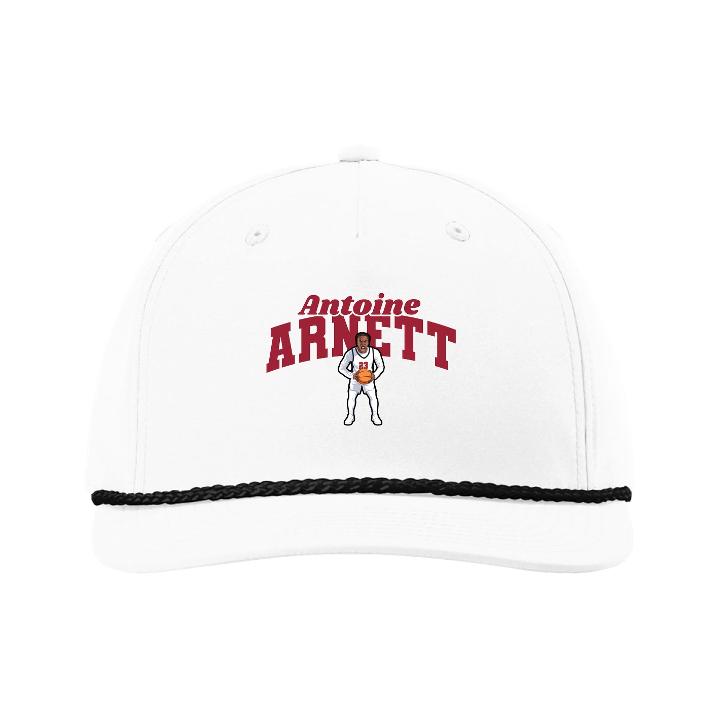 Five-Panel Classic Rope Cap — Signature Arch in White