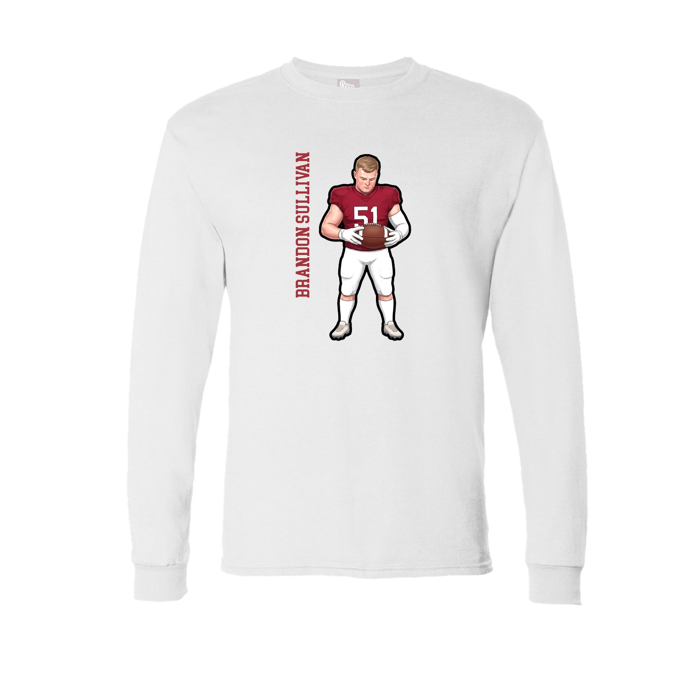 Long Sleeve Tee — Name Vertical in White