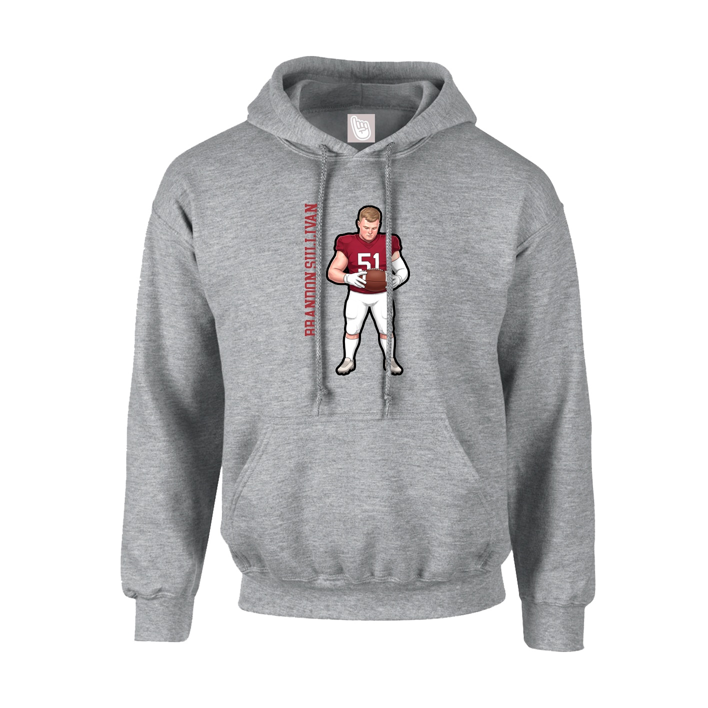 Hoodie — Name Vertical in Grey