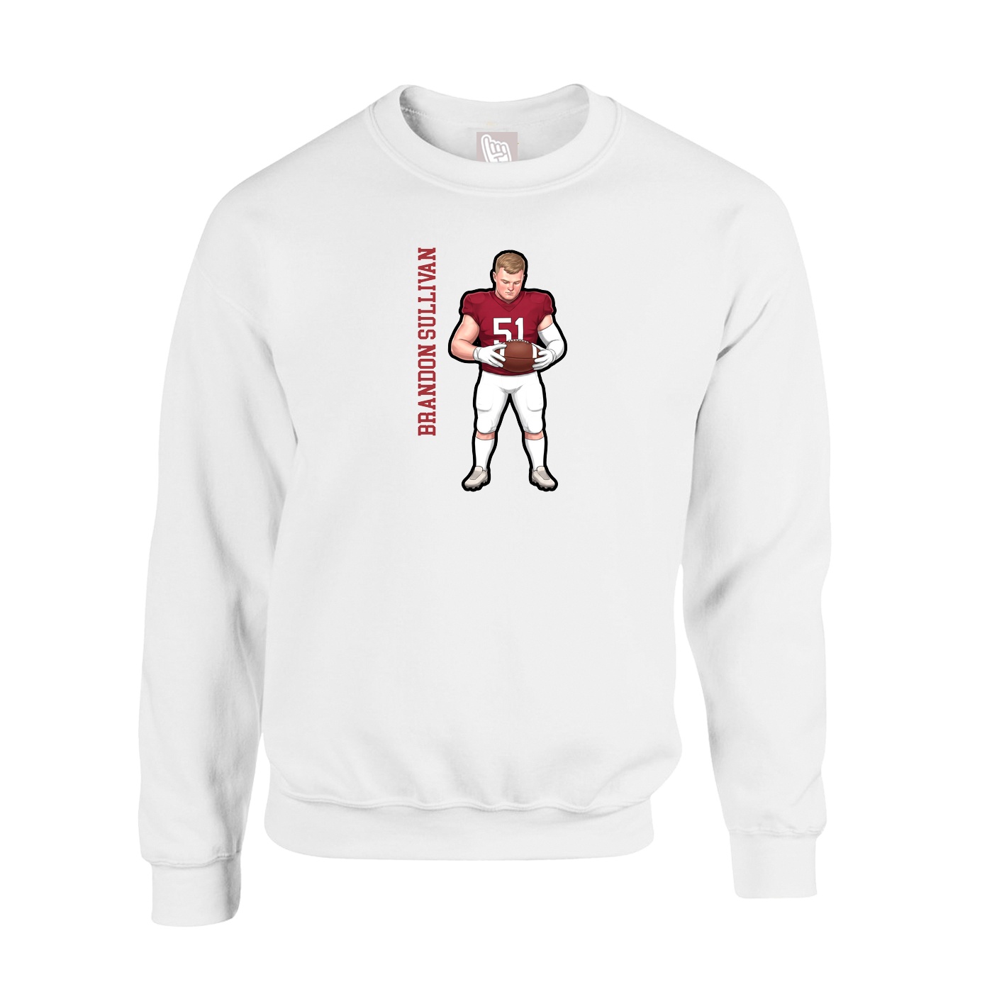 Fleece Crew — Name Vertical in White