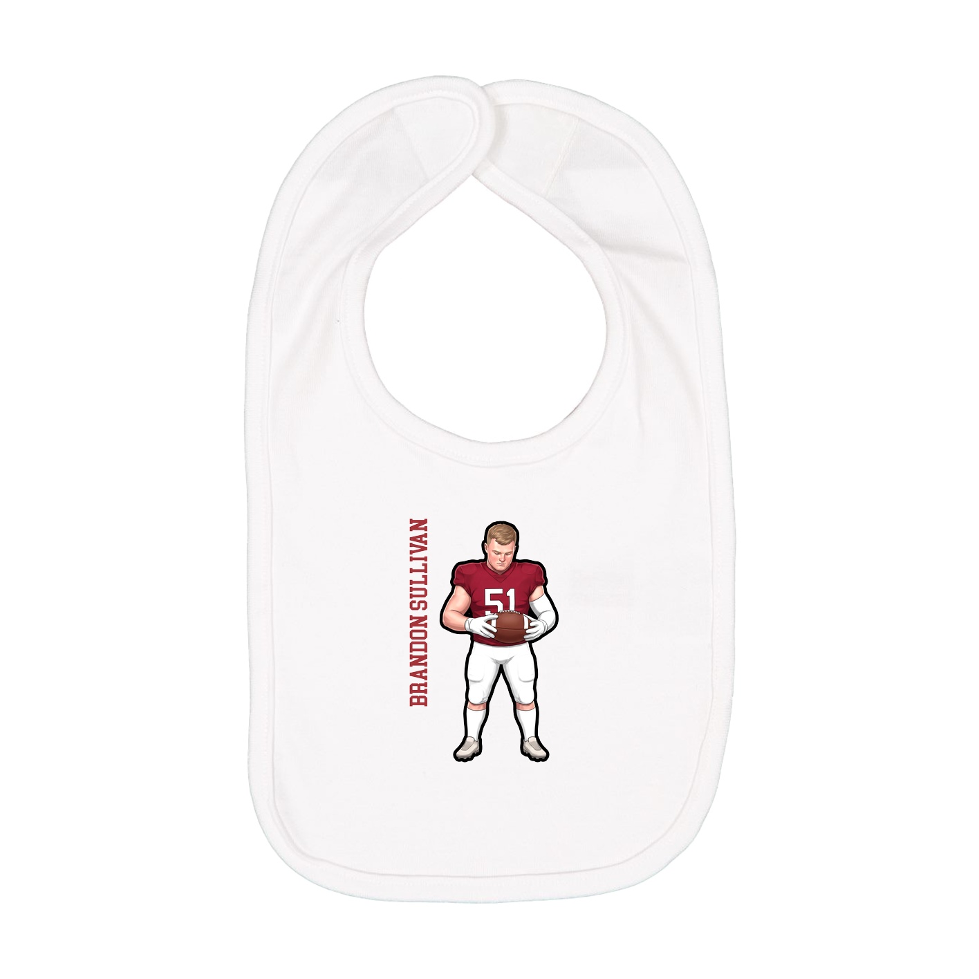 Infant Bib — Name Vertical in White