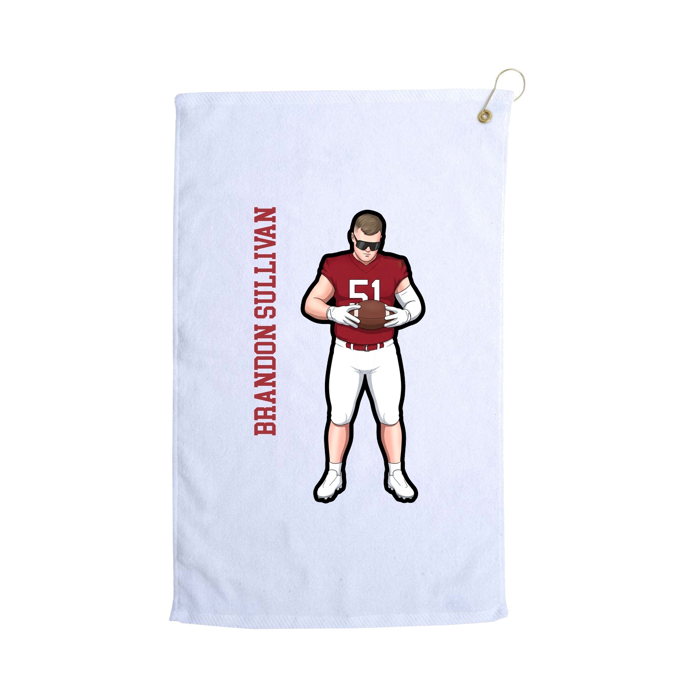 Golf Towel — Name Vertical in White
