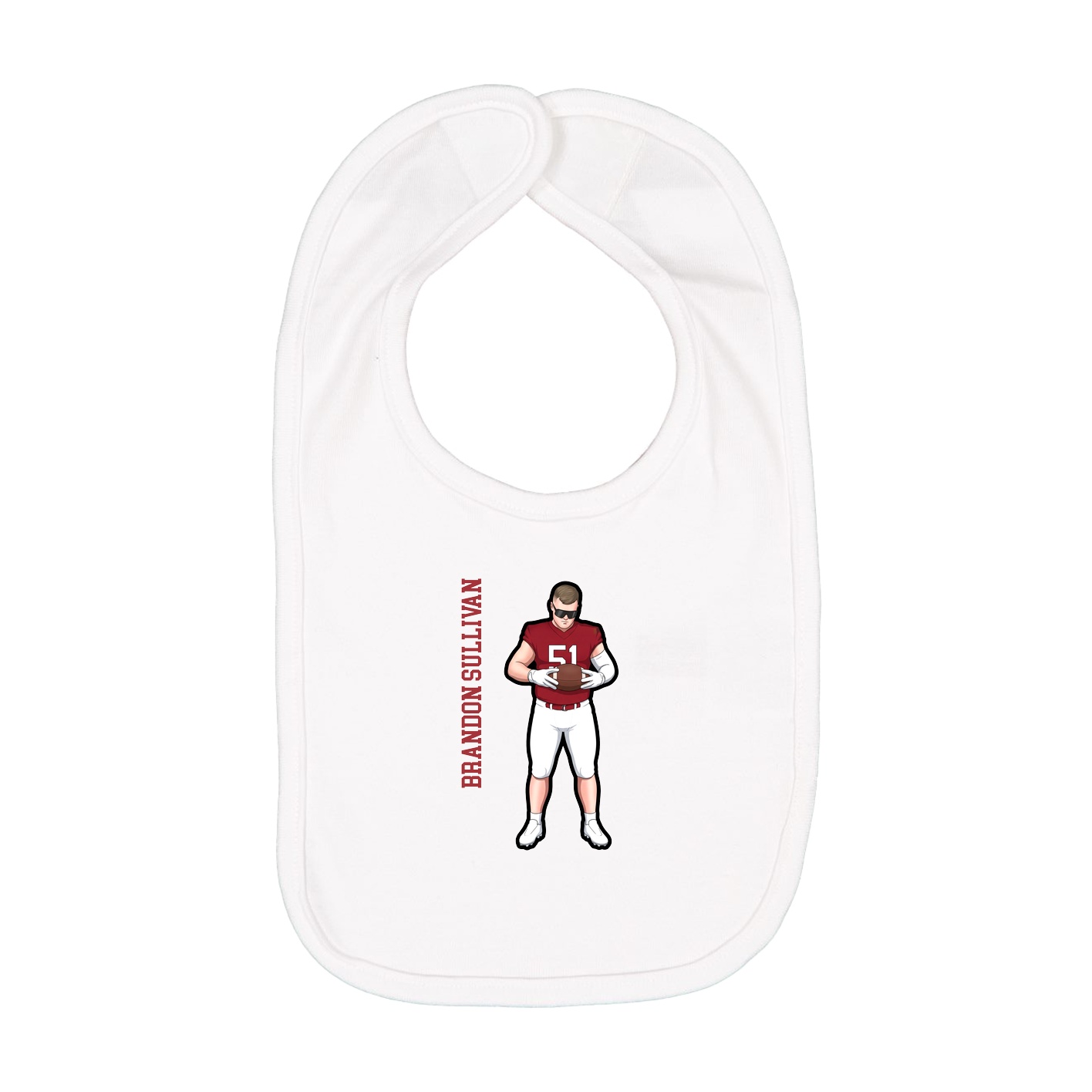 Infant Bib — Name Vertical in White