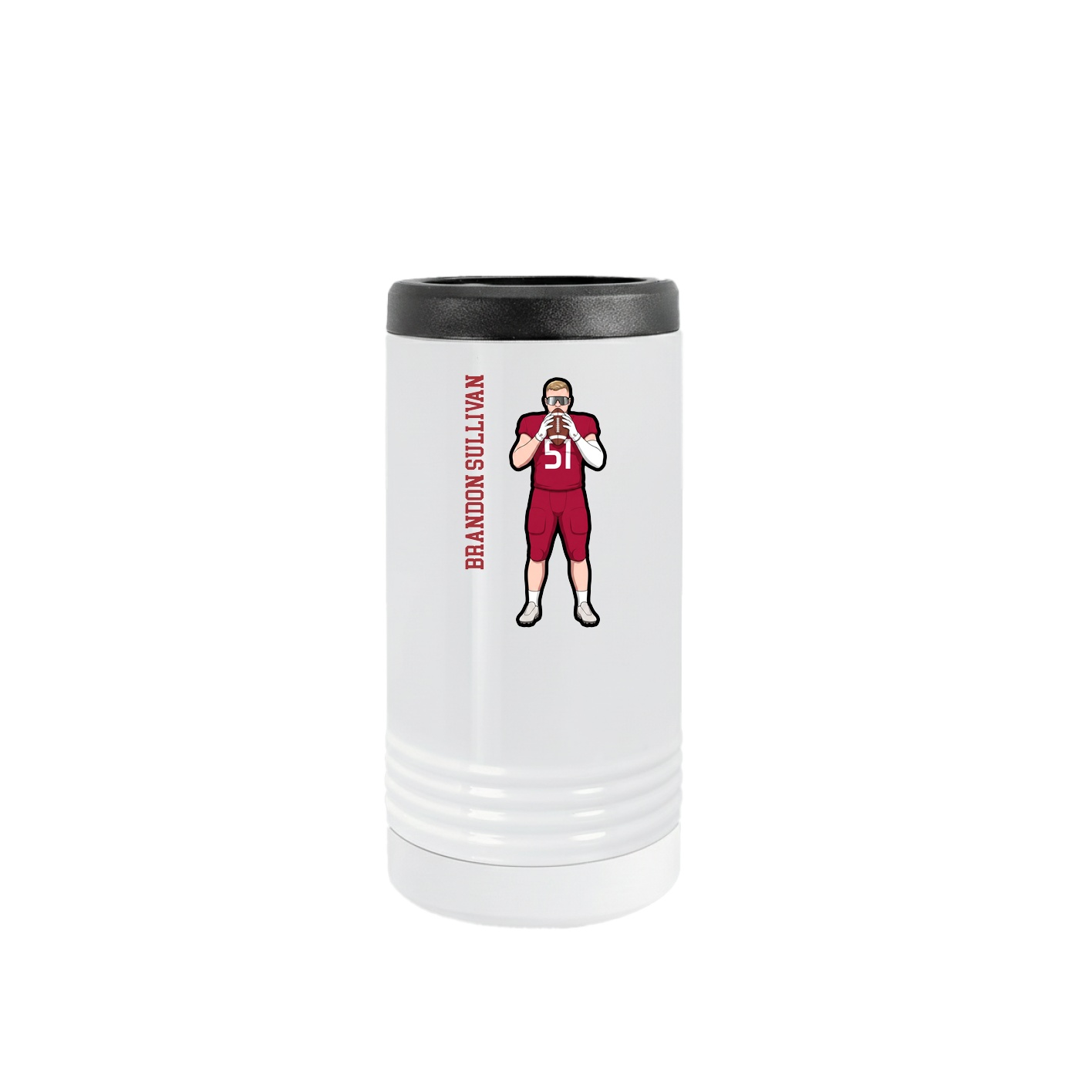 Slim Beverage Holder — Name Vertical in White