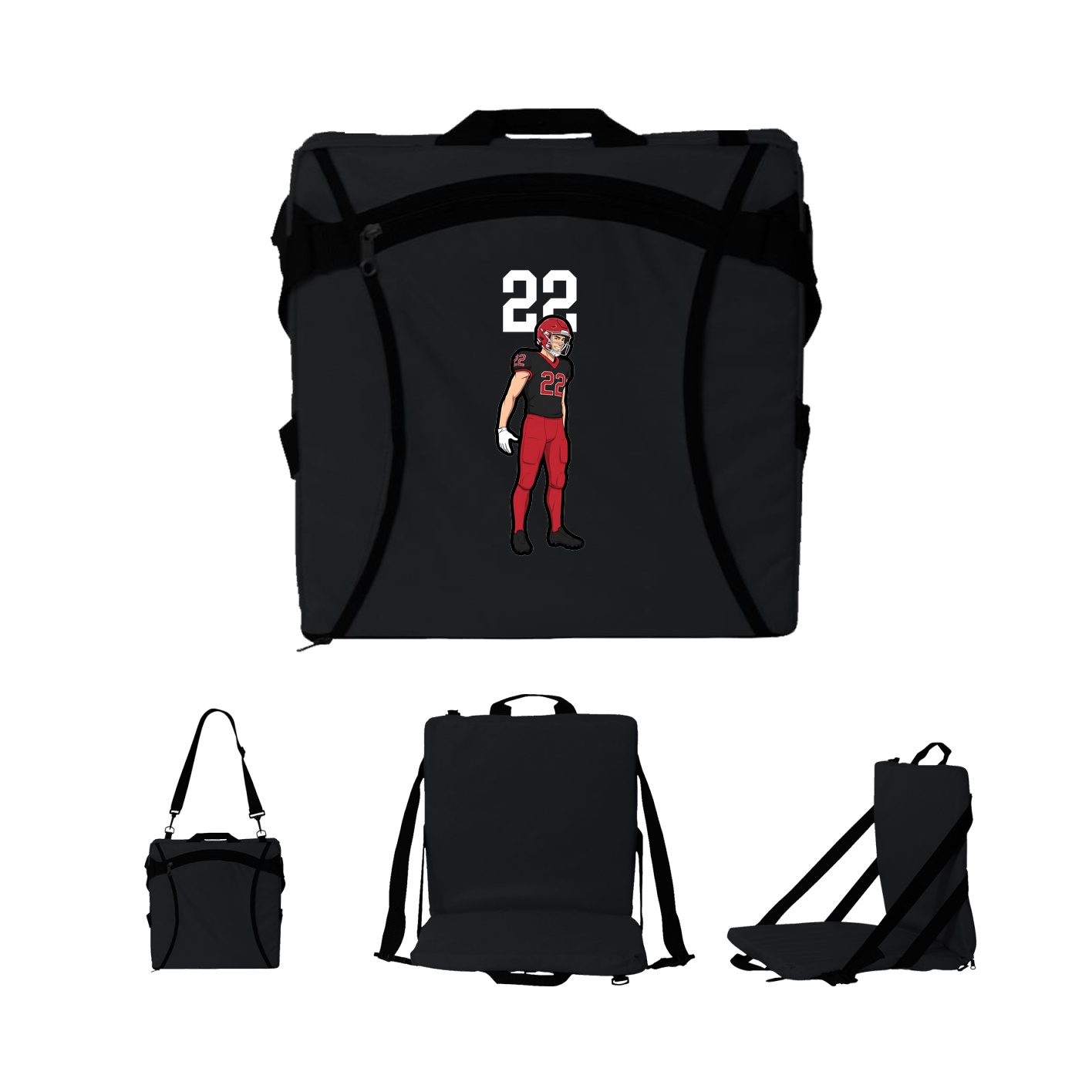 Folding Stadium Seat — Number Top in Black