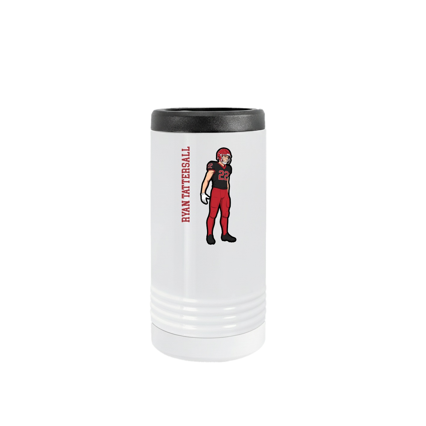 Slim Beverage Holder — Name Vertical in White