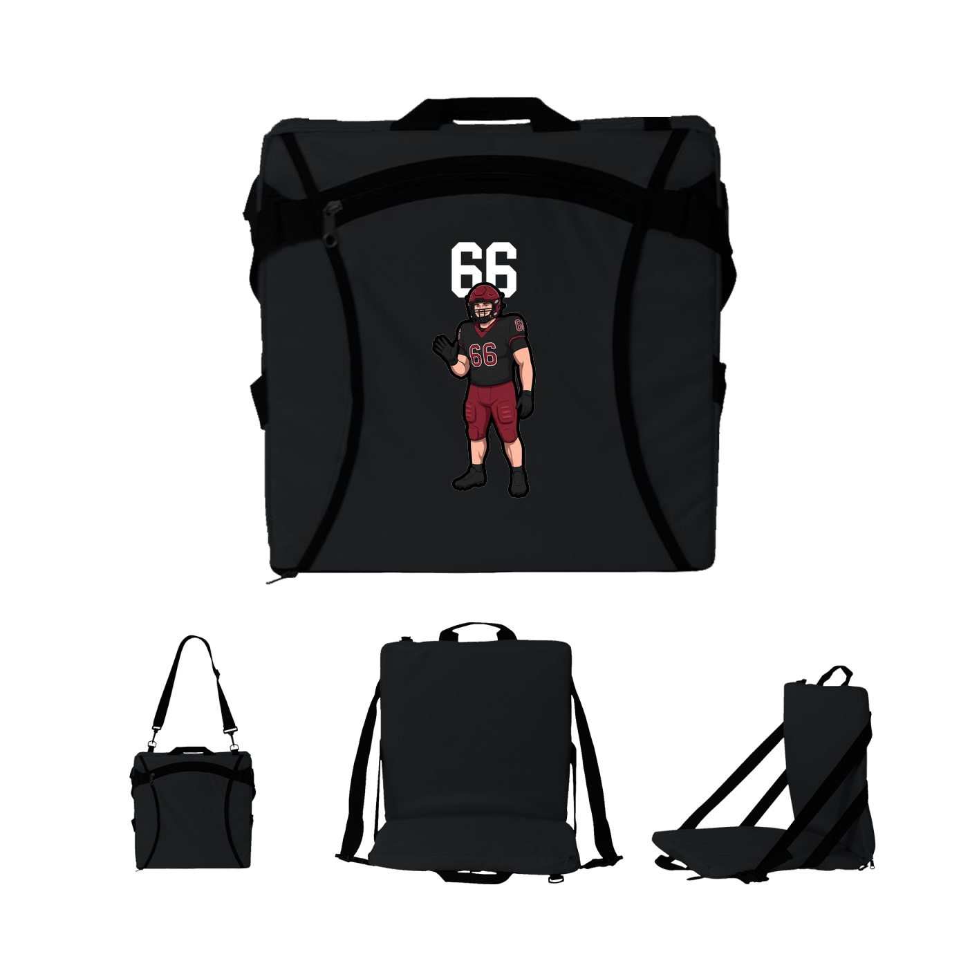 Folding Stadium Seat — Number Top in Black