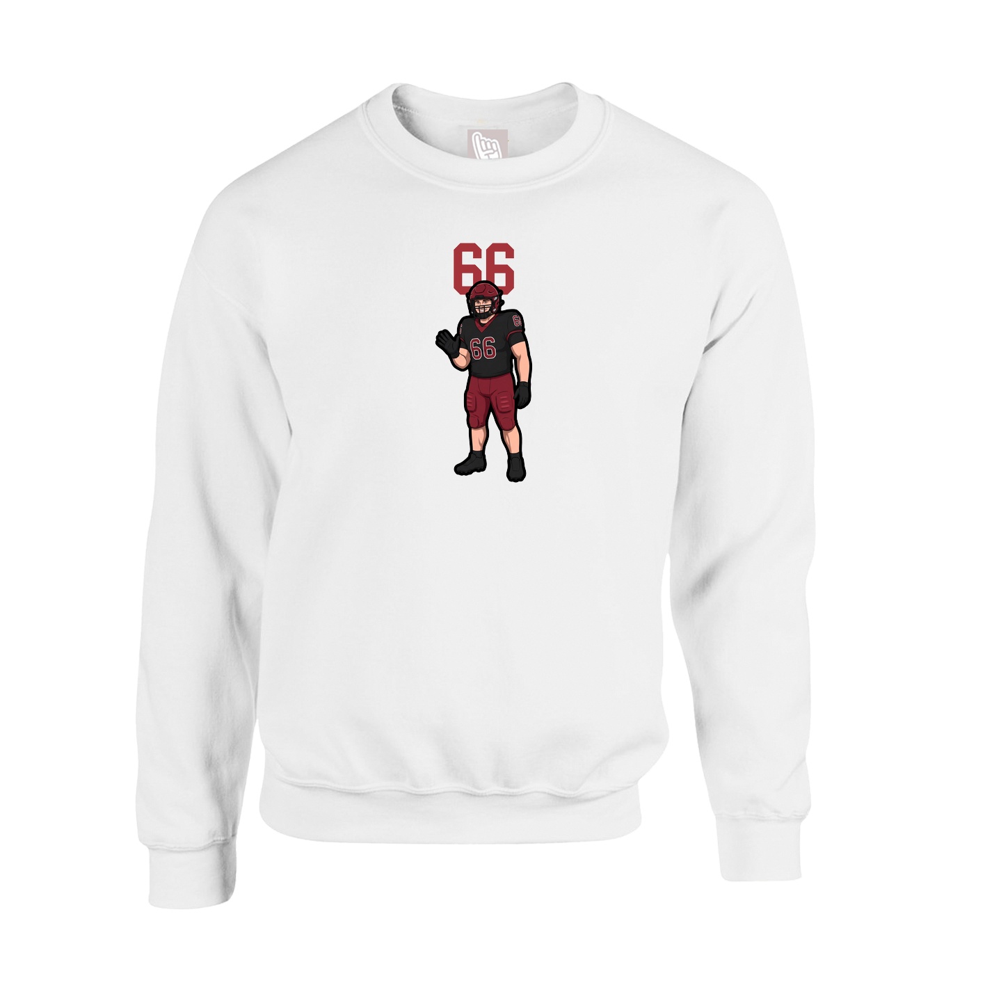 Fleece Crew — Number Top in White