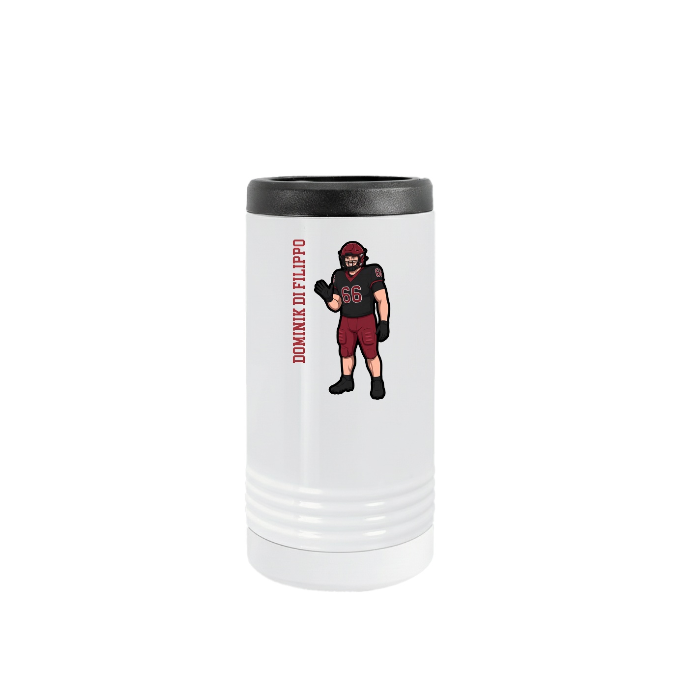 Slim Beverage Holder — Name Vertical in White