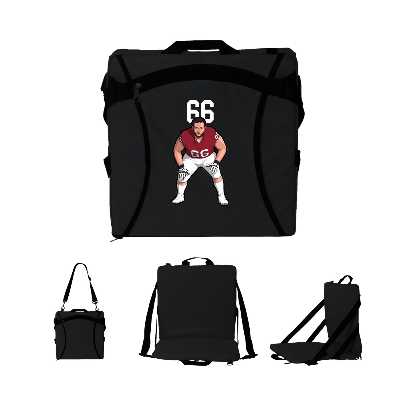 Folding Stadium Seat — Number Top in Black