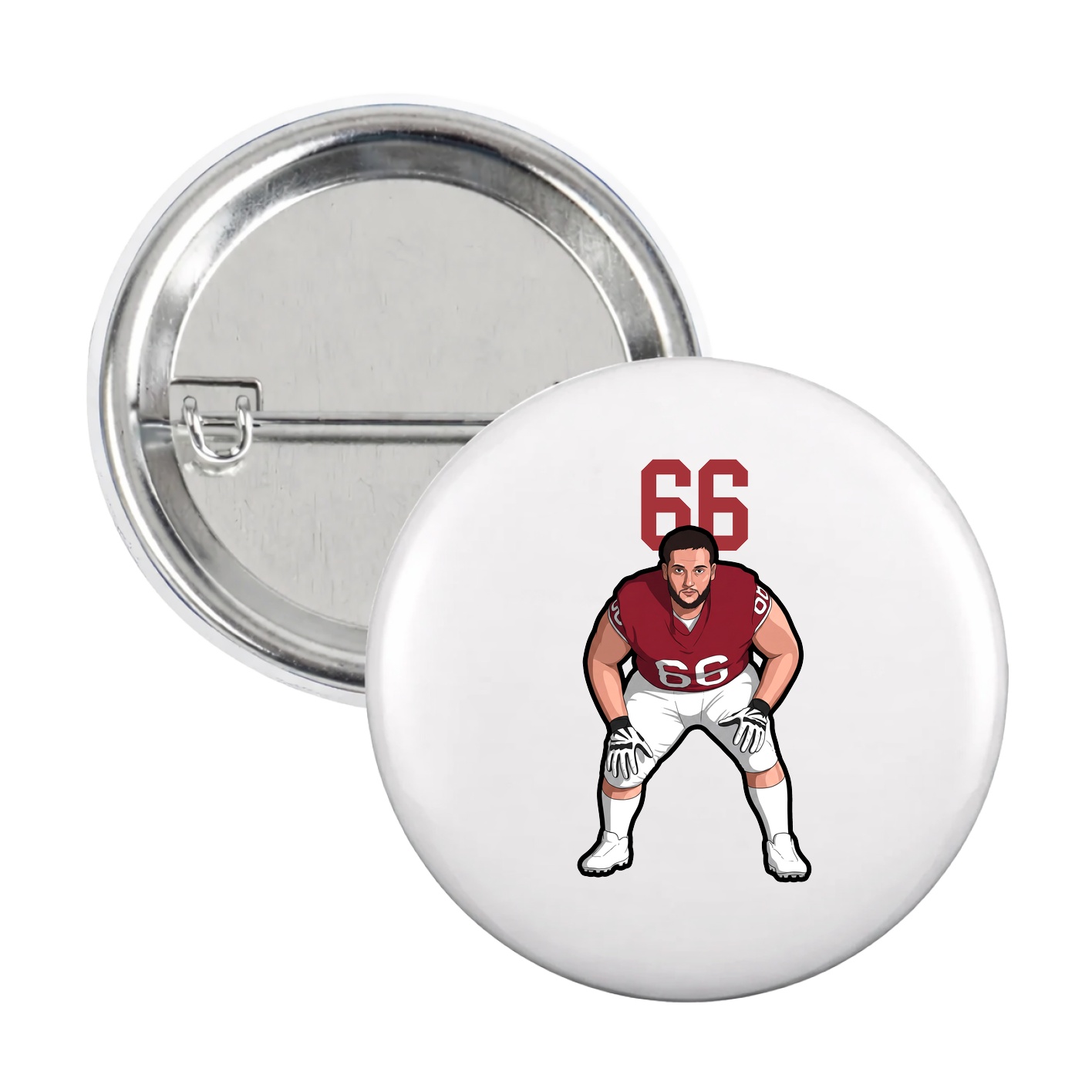 Game Day Button — Number Top in White