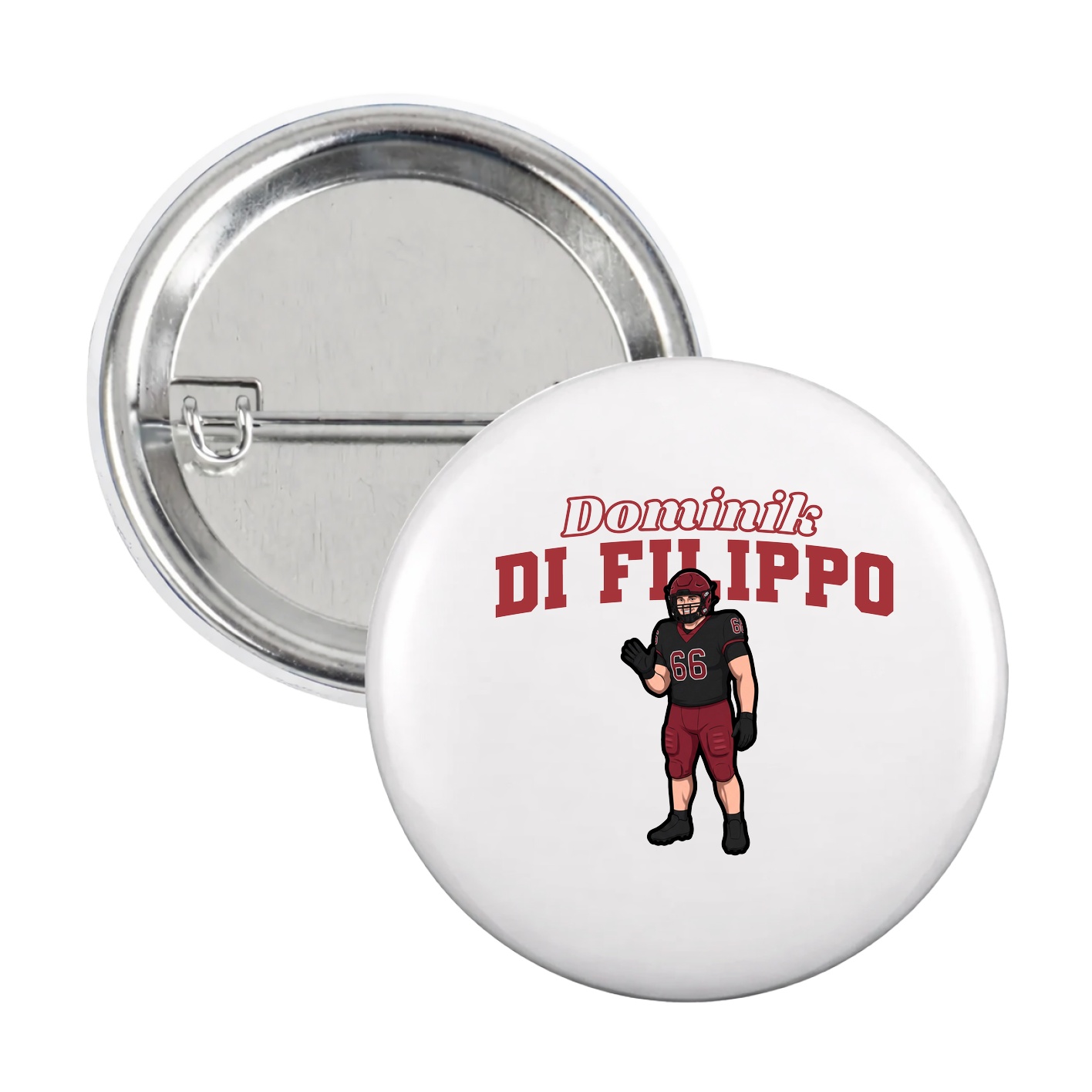 Game Day Button — Name Arch in White