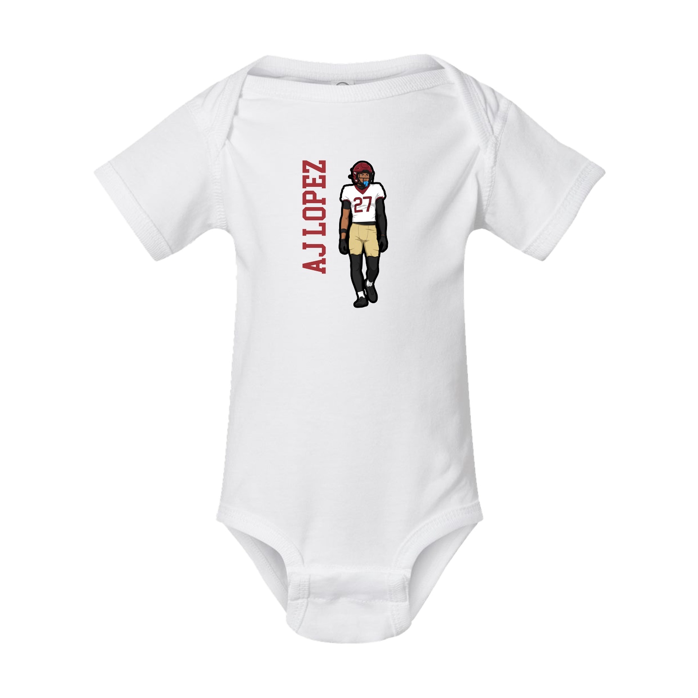 Baby Onesie — Name Vertical in White