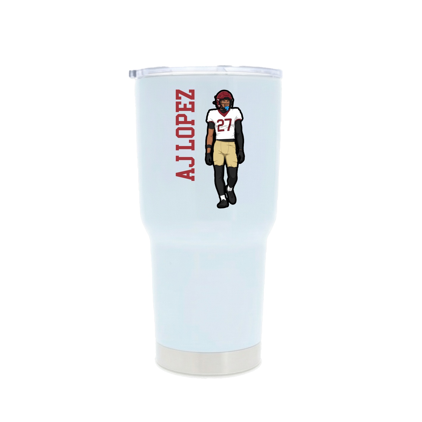 30oz Stainless Steel Tumbler — Name Vertical in White