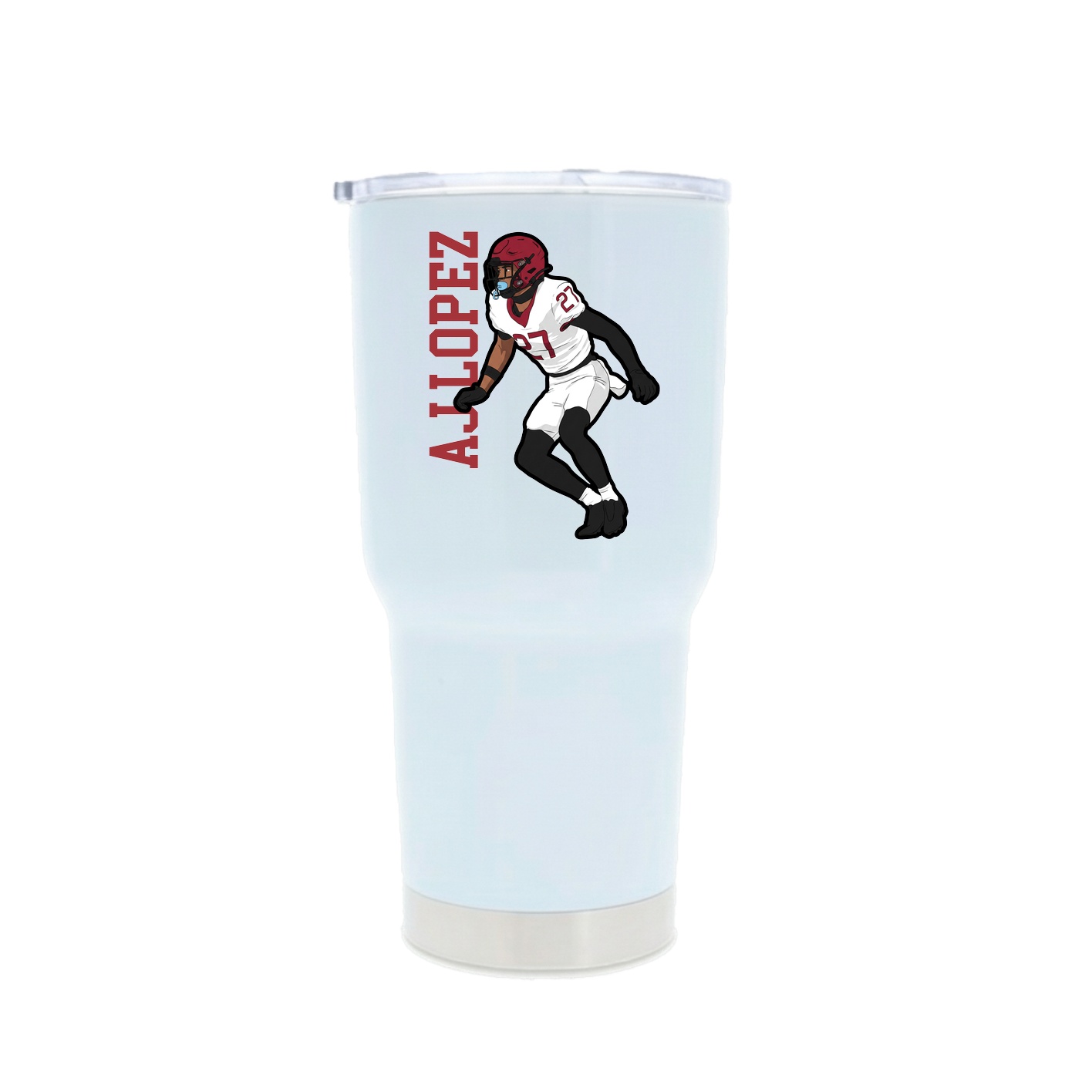 30oz Stainless Steel Tumbler — Name Vertical in White