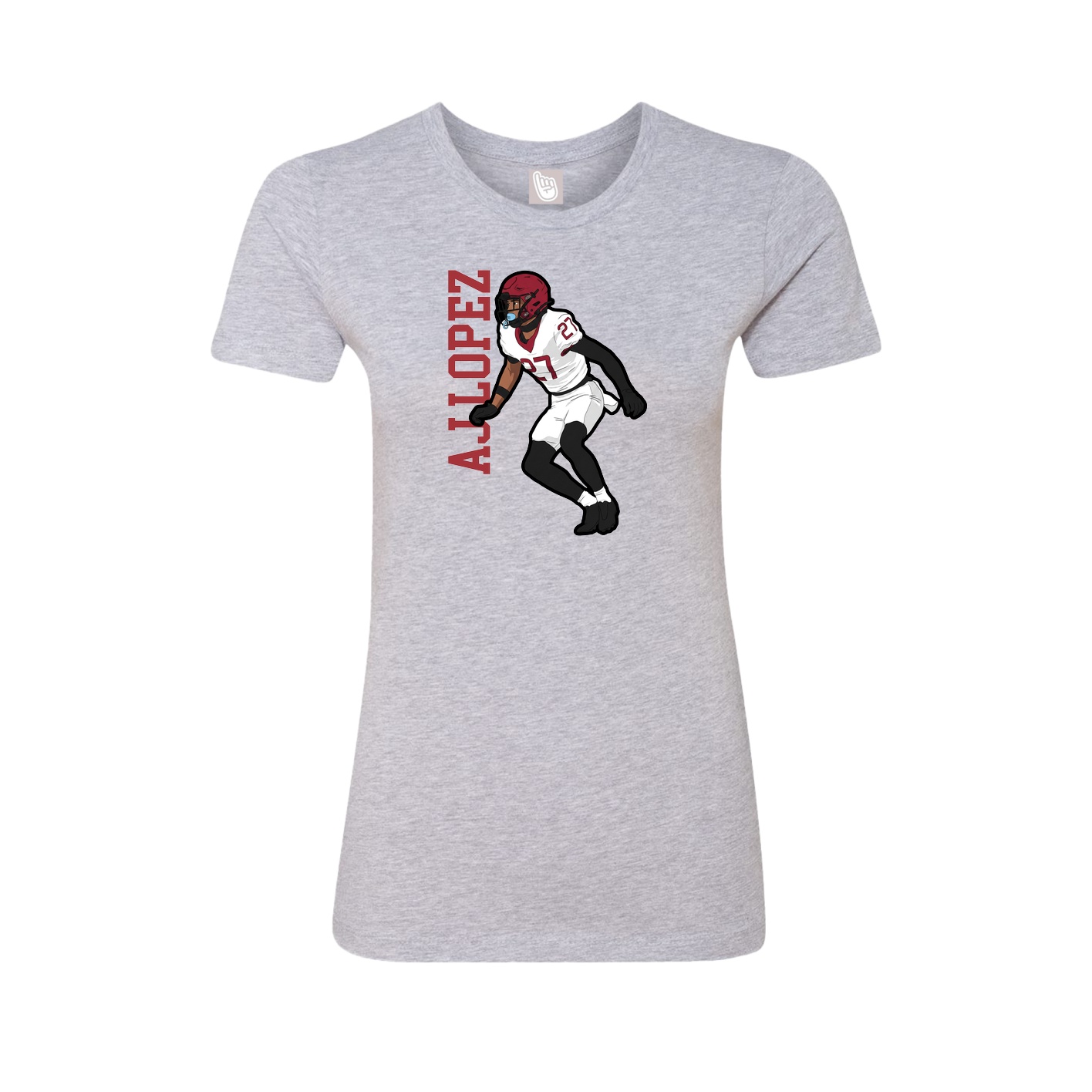 Fitted Women's Tee — Name Vertical in Grey