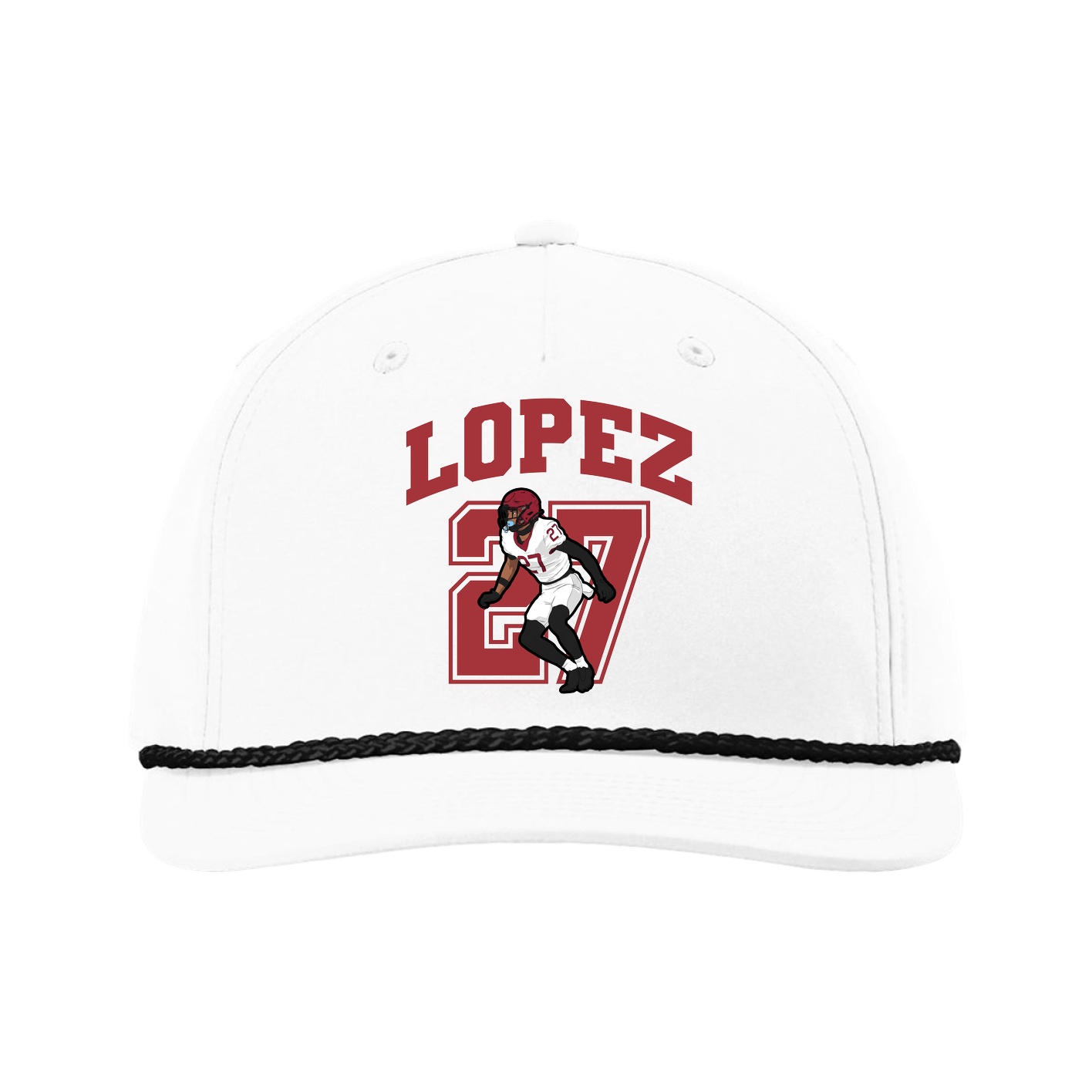 Five-Panel Classic Rope Cap — Number in White