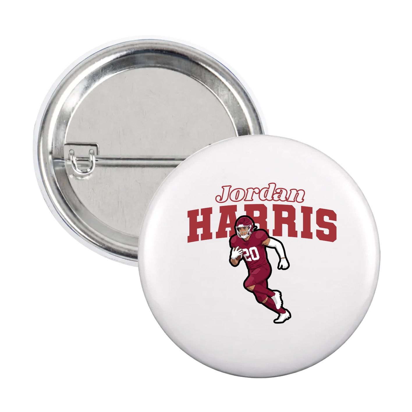 Game Day Button — Name Arch in White