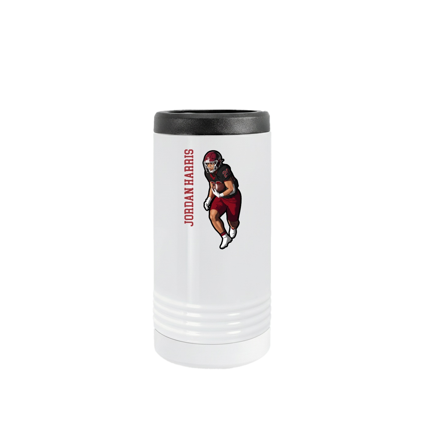 Slim Beverage Holder — Name Vertical in White