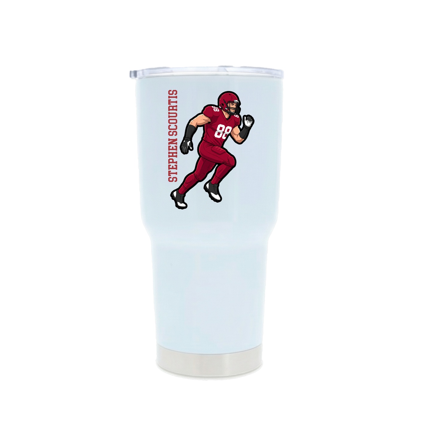 30oz Stainless Steel Tumbler — Name Vertical in White